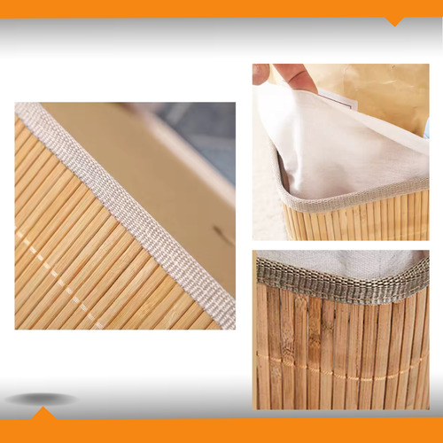 Kit 3 Cestos Caixa Organizador Bambu Tecido Multiuso Forro