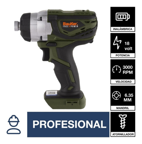 Atornillador De Impacto 18v Bauker 160 Nm, Sin Batería Envío Rápido