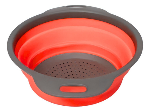 Cesta Colador Escurridor Plegable Redondo Silicona 24 Cm Roj