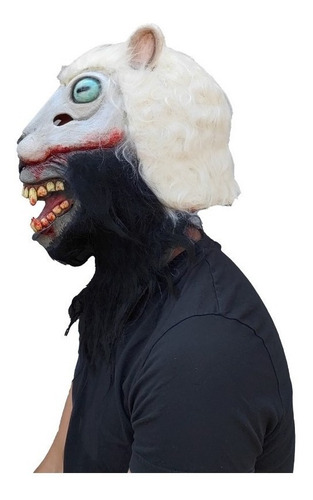 Máscara Terror Lobo Oveja Borrego Para Halloween Ghoulish Color Blanco