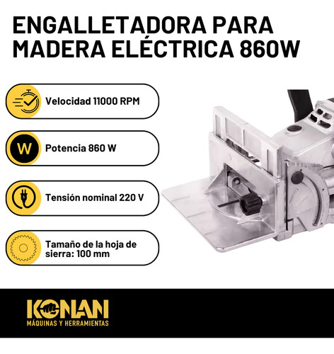 Engalletadora Madera 860w Carpinteria Ranura Galleta Konan KEE760E