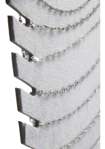 Imagen 3 de 6 de Exhibidor Mostrario 8 Cadenas Collar Terciopelo Gris Plano