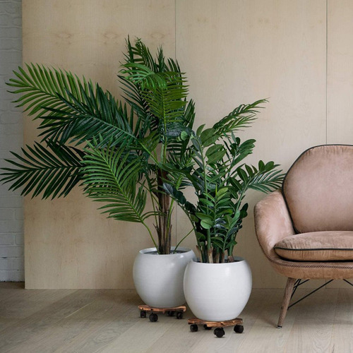 Maceta De Madera Con Ruedas Redondas, Soporte Móvil Para