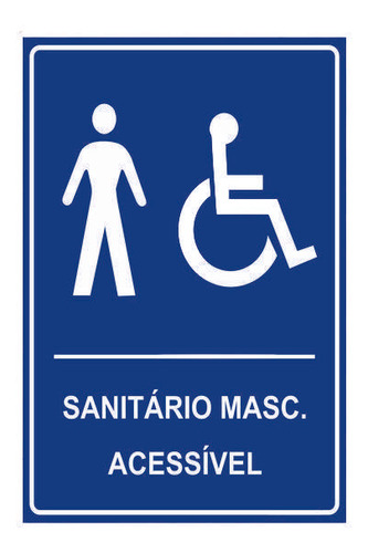 Placa De Sinalização Pvc Sanitário Masculino Acessível