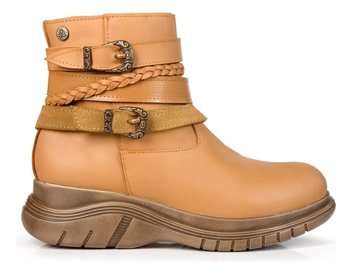 Botas Borcegos Mujer Cuero Citadina Pulseras Plataforma