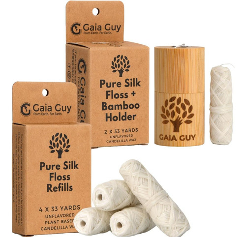 Gaia Guy Silk Dental Floss Bundle | Seda Natural Sin Sabor |