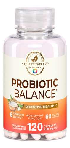 Nature's Therapy Enzimas Digestivas, Probioticos,Flora Intestinal Sana 80 Mill, Sin sabor