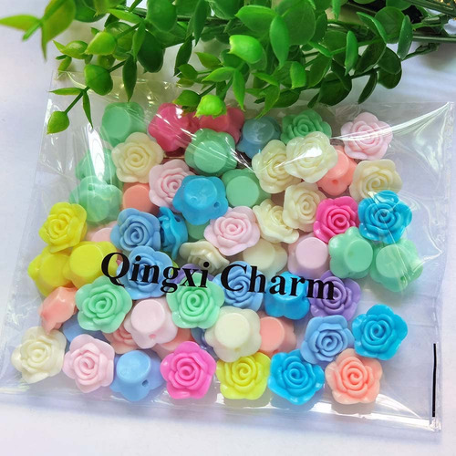 Qingxi Charm Mixed Lots Acrílico Rose Bead Button Diy Beadi