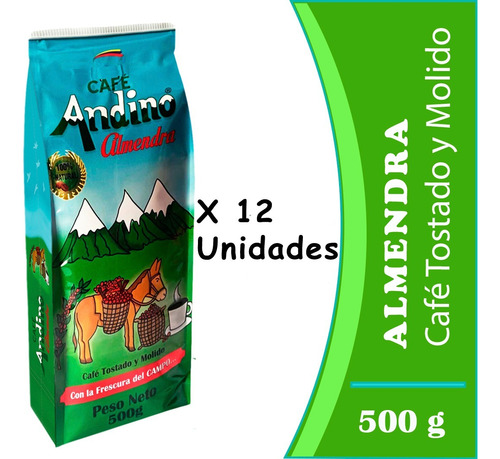 Café Andino Almendra Tostado Molido 500g X 12 Unidades