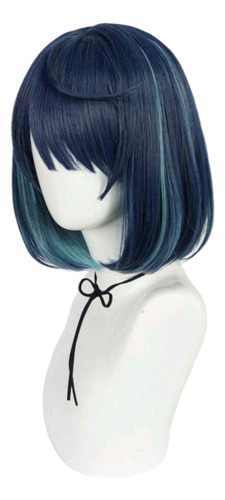 Peluca Azul Multicolor Melena Corta Akane Oshi No Ko Cosplay Tamaño De La Base 45 Cm