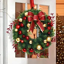 Comprar Decoración Navideña: Coronas Navideñas Con Lazo, 16 Pulgadas