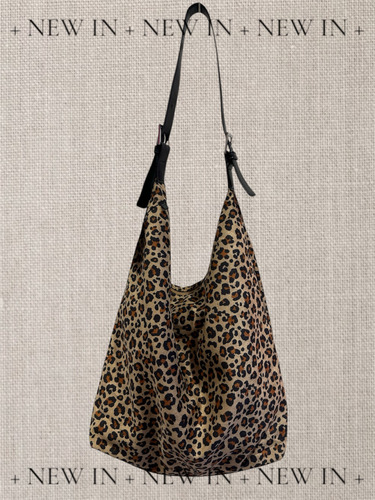 Cartera Hobo Importada Animal Print Gamuzado Cierre Negro