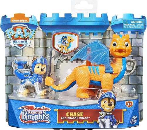 Figura Paw Patrol Chase Y Dragon Draco Rescue Knights