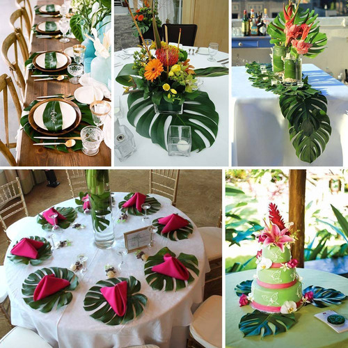 12 Tapetes De Mesa Con Hojas De Tortuga Artificiales, Verdes
