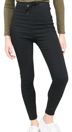 Pantalon Mujer Calza Leggins Chupin Elastizado Y Tiro Alto