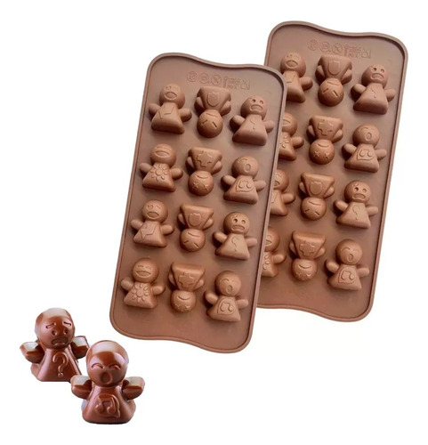 Pack X2 Moldes Silicona Bombones Chocolate Emojis Reposteria