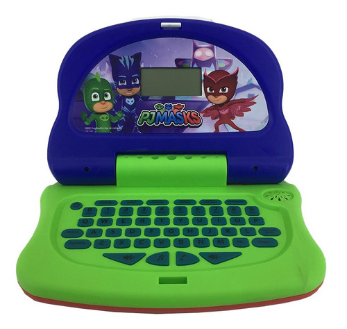Laptop Infantil Educativo Hero Tech Pj Masks Bilingue Verde e Azul Candide