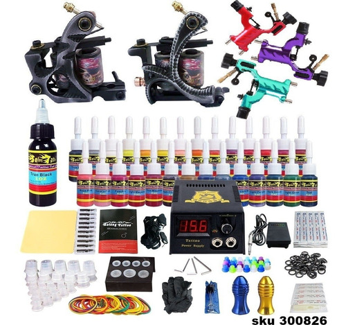 Kit Tatuar Profesional 5 Maquinas Tatto (3 Rotativas) Fa W01