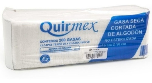 Gasas No Estériles Quirmex C/200 Pzas 10 Paquetes En Total