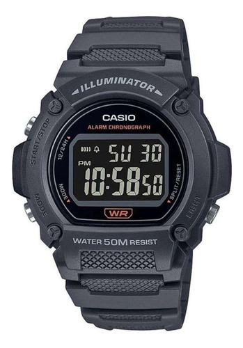 Relógio Casio Masculino Illuminator W-219h-8bvdf Cor da correia Grafite Cor do fundo Preto