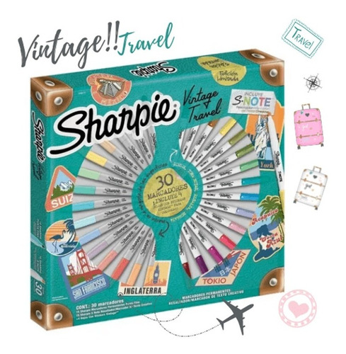 Marcadores Sharpie Ruleta Vintage Travel X30 Colores S-note