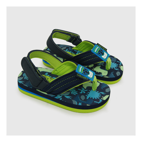 Hawaiana De Niño Velcro Corto Azul (21 A 27)