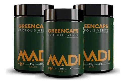 3x Extrato De Própolis Verde Madi Greencaps 30 Capsulas