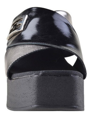 Imagen 4 de 8 de Zuecos Sandalias Taco Alto De Cuero De Mujer Linx - Ferraro