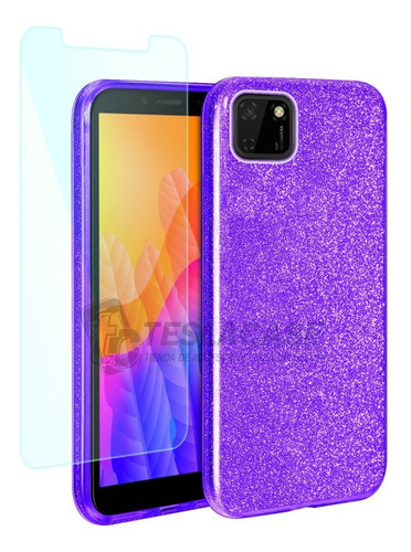 Carcasa Huawei Y5p Brillante Morada + Lamina De Regalo 