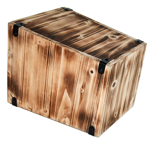 Bote De Basura Decorativo Rústico De Madera Quemada, Elegant