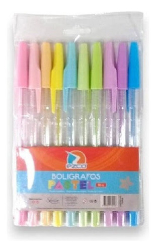 Lapicera Bolígrafo Pastel Ezco X 10 Colores Punta Metálica