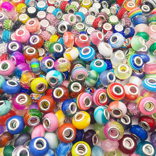 50 Pcs Pulseira Contas Diy Spacer Beads Resina Grande Buraco Cor Colorido Diâmetro 14 Mm