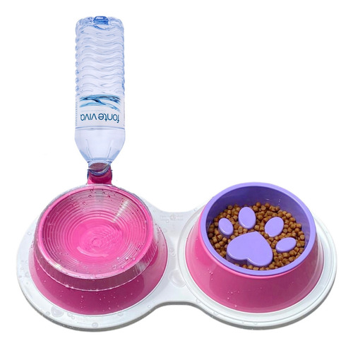 Kit Comedouro E Bebedouro Lento Educativo 2L Para Cães E Gatos