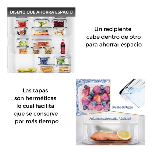 Ellegance Houseware 16 Recipientes Con Tapas Herméticas JR97253 Color Transparente
