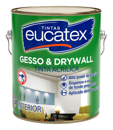 Tinta Para Gesso E Drywall Interno Branco 3,6l Eucatex 