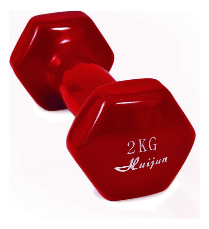 Mancuerna De 2 Kg Vinyl Dumbbell - Vinílica - Hexagonal Color Rojo