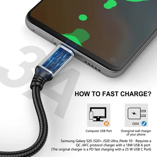 5 Cables Usb Tipo C - A Con Carga Rapida De 1.8mts - Gris