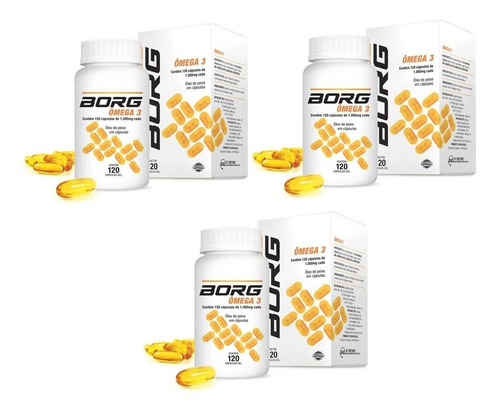 Kit Com 3 Borg Omega 3 1000mg Com 120 Cps Cada