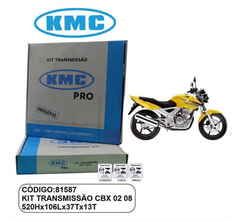 Kit Transmissão Relação Cbx Twister 250 01-08 Sem Retentor