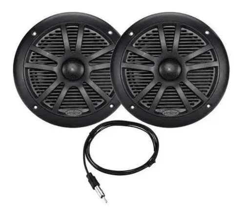 Som Bluetooth Náutico Preto Redondo Kit Velex Lancha Barco Som Bluetooth Náutico Preto Redondo Kit Velex Lancha Barco