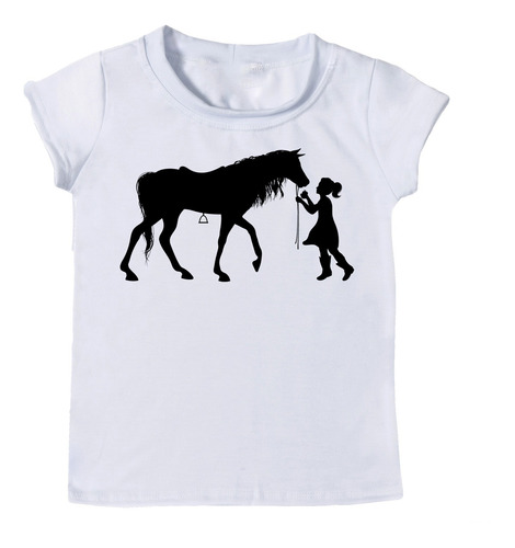 Blusa Feminina Infantil Garota E Cavalo Country Tshirt