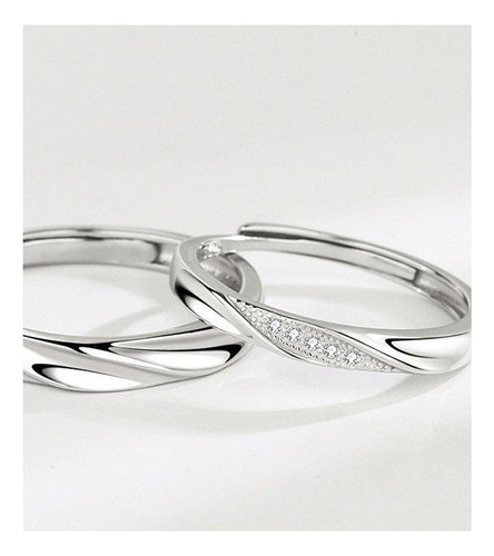 2 Anillos De Compromiso De Pareja De 925 Plata Ajustable.