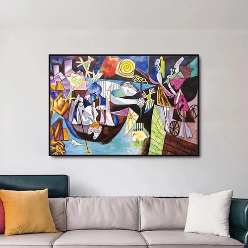 Imagen 1 de 9 de Cuadros Picasso-decorativo-moderno- Telacanvas 100x70 Cm.