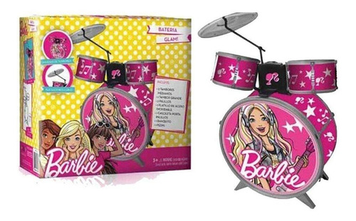 Barbie Bateria Musical Glam Con Asiento Faydi Color Rosado