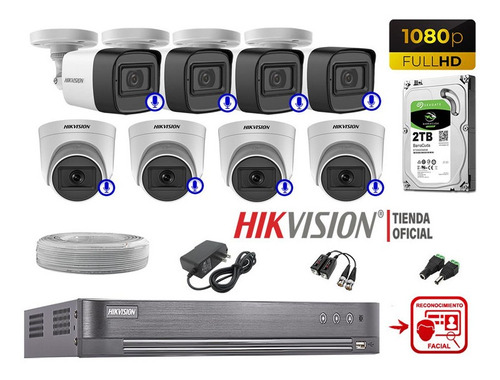 Cámaras Seguridad Kit 8 Con Audio 1080p Full Hd Rec Facial