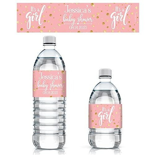 Etiquetas Personalizadas Para Botellas De Agua, Color Rosa Y