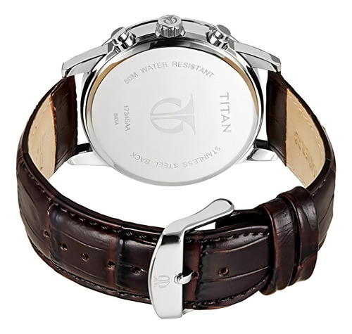 Reloj Cronógrafo Titan Neo Para Hombre Con Correa De Piel Y Esfera Plateada