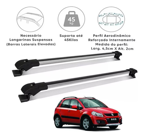 Rack De Teto Travessa Suzuki Sx4 2012 Slim Prata 