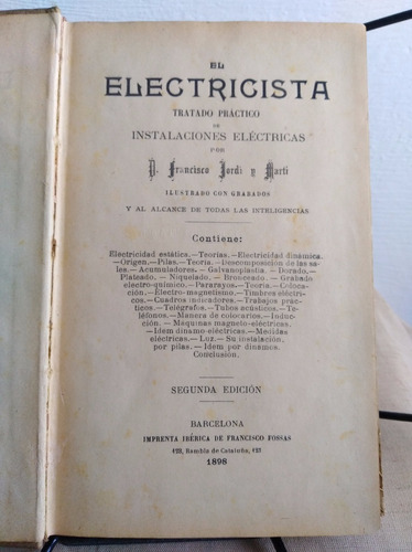 El Electricista Tratado Practico Libro Antiguo 1898