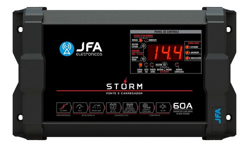 Fonte Carregador Jfa 60a Bivolt Storm Com Medidor Cca Fonte